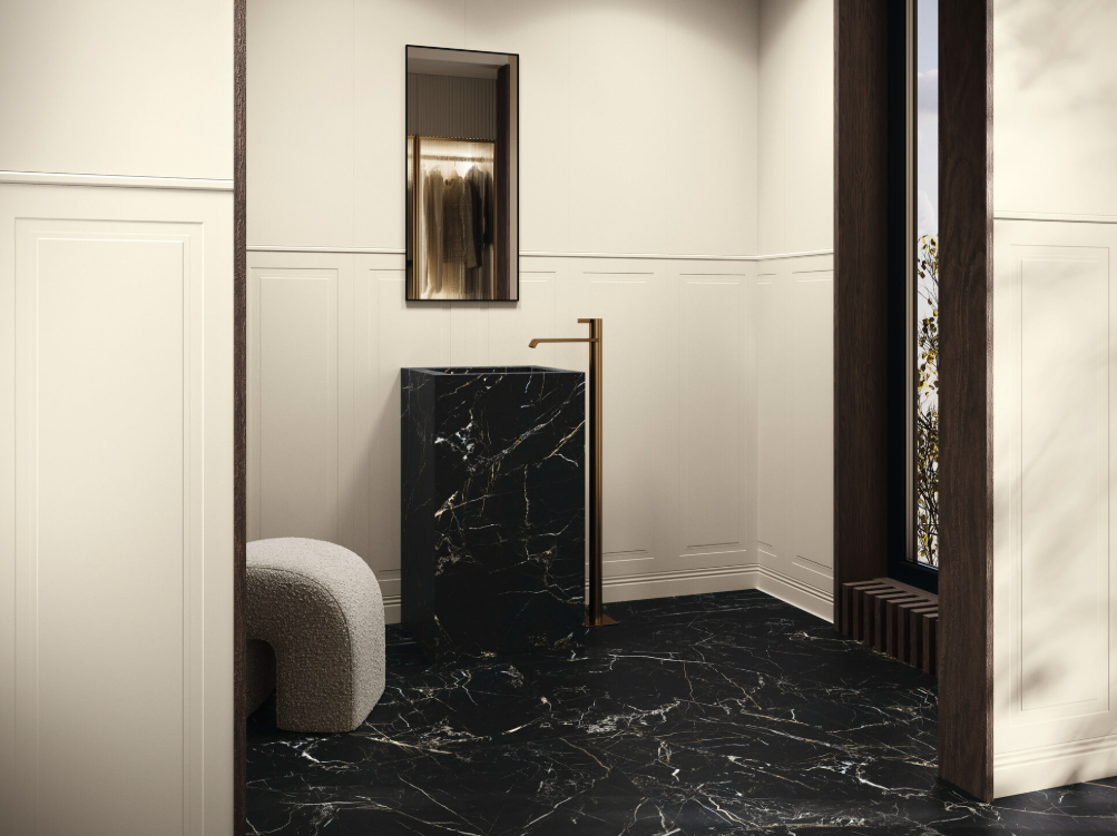 Carrelage marbre noir Marquina - Strapex Maroc