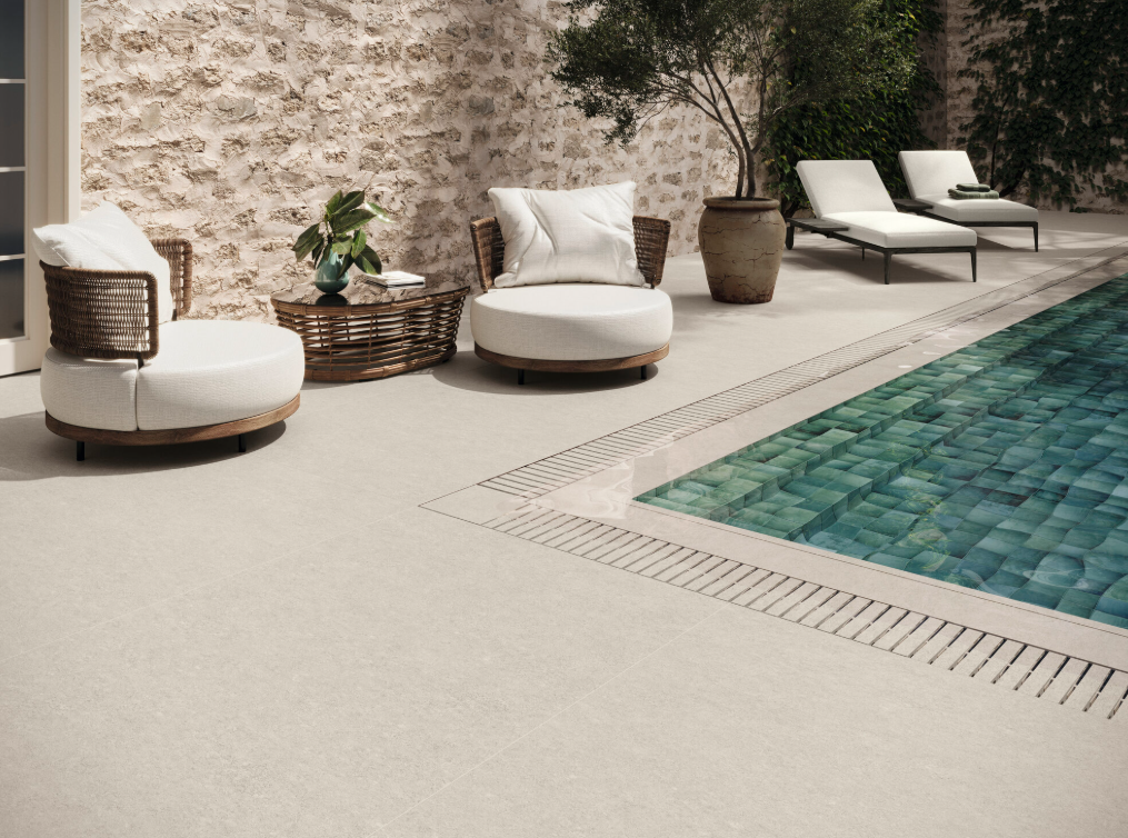 Carrelage terrasse piscine espace d&eacute;tente - Strapex Maroc